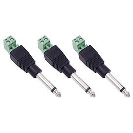3-Pack 6.35mm 1/4" Mono Plug TS 6.35mm Male Solderless Terminal Adapter Jack DIY Audio Cable Connector to Speaker Wire for Microphone Speaker Electric Guitar Bass Keyboard Amplifier Audio Cable Repair