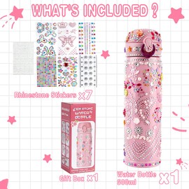 Gift for Girls, Decorate Your Own Water Bottle for Girls, Arts and Crafts Gifts Toys Kits 9 Year Old Girl Gifts, 8-12 Year Old Girl Gifts For Birthday Christmas Supply Kids Ideas Stocking Stuffer Pink