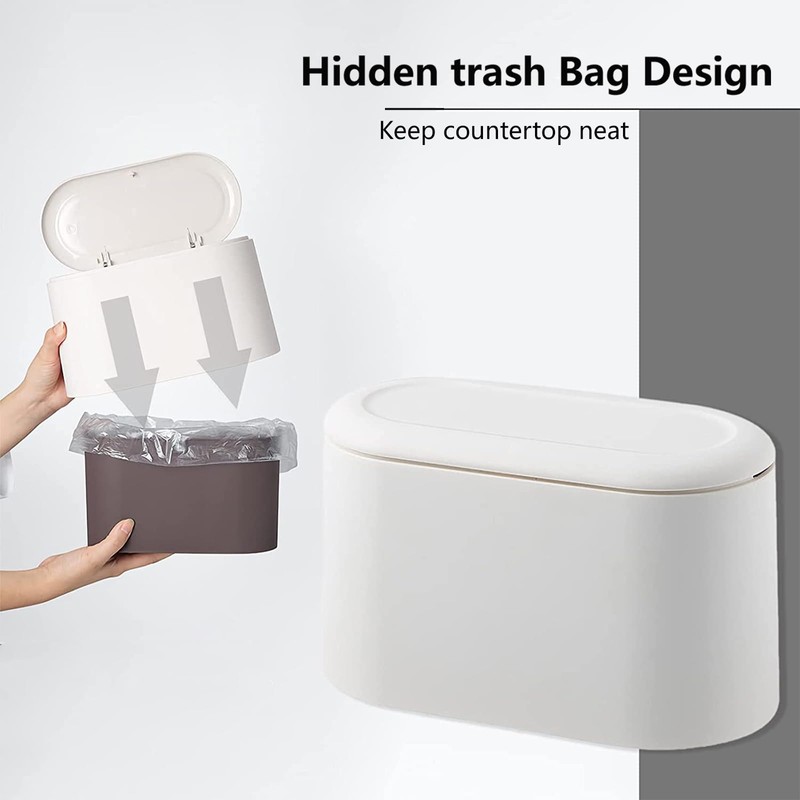 SUBEKYU Mini Trash Can with Lid,Small Desk Trash Can,Countertop Mini