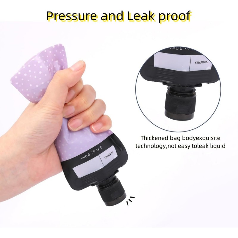 6 Pcs Travel Pouches for Liquids,Leak Proof Empty Squeeze Pouches,