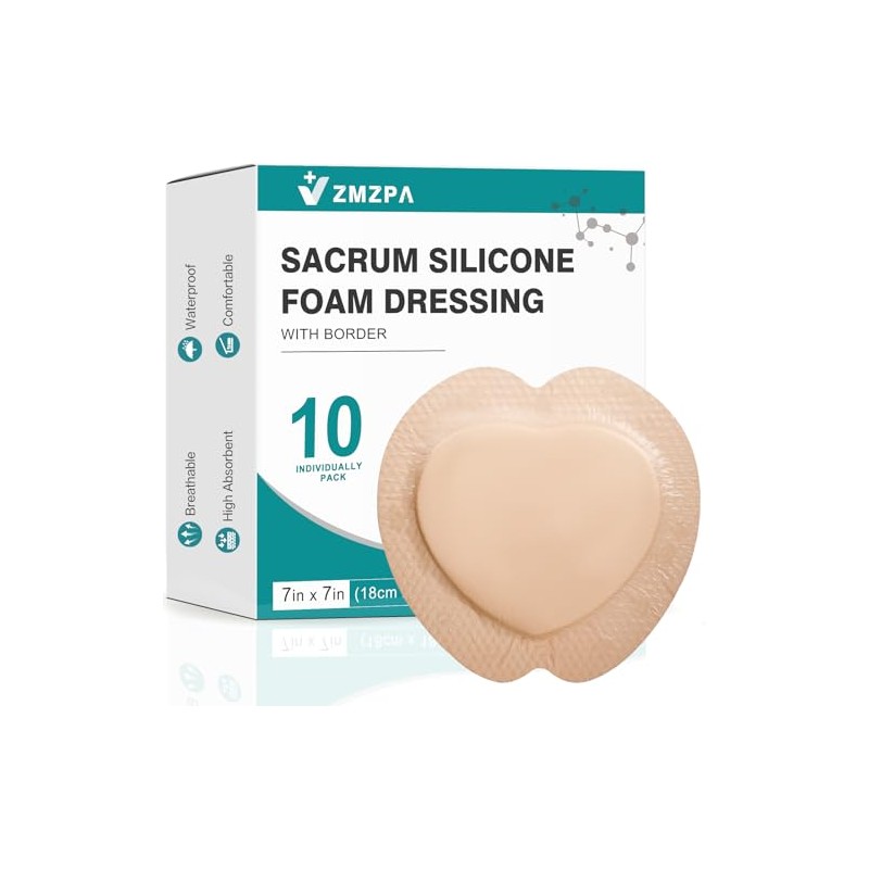 Sacral Foam Dressing, Sacrum Silicone Foam Dressing with Border, 7x7