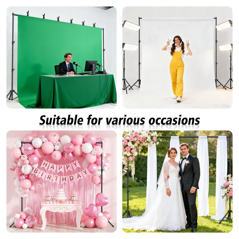 Forlogic Backdrop Stand 10x7.5ft(WxH), Heavy Duty Adjustable Photo Back Drop