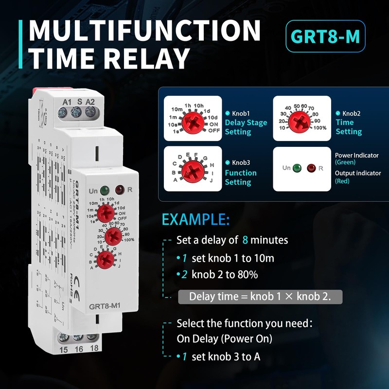 Time Relay Multifuction GRT8 M1 AC 230V with 10 Relay