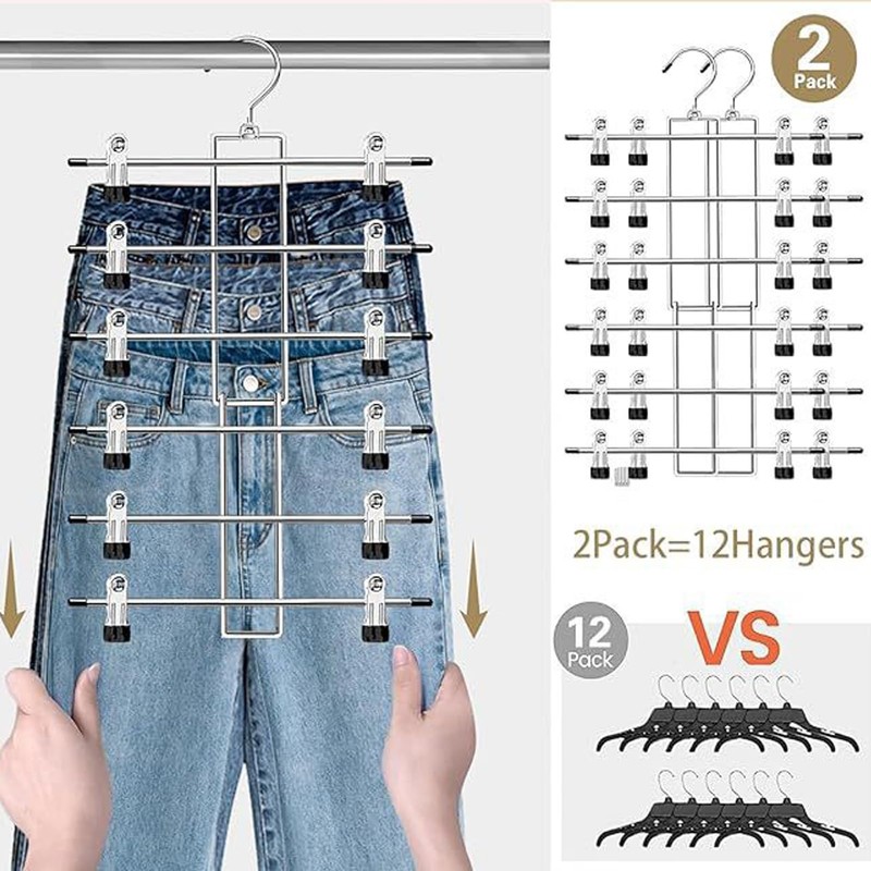 Grucce salvaspazio per pantaloni, confezione da 2 grucce resistenti con