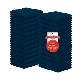 RIVERSIDE Premium 24 Pack Washcloths Set – 100% Cotton, 12x12 Inches – Super Soft, Quick-Dry & Highly Absorbent Face Towels – Ideal for Bathroom, Gym, Spa & Travel - Blue Opal