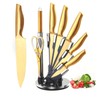 Gold Knife Set，8Pcs Golden Titanium Stainless Steel Dishwasher Safe Kitchen