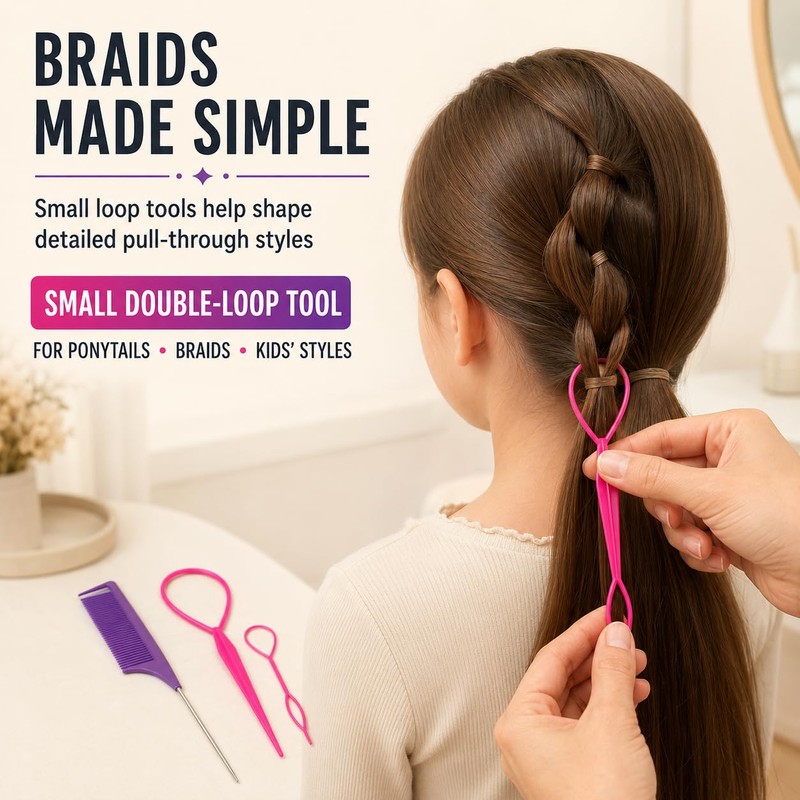 5 Piece Hair Braiding Tools Set with Rat Tail Comb