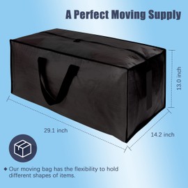 HOMESURE 4 Pack Large Strong Moving Bags with Zippers & Carrying Handles - Water-Resistant - Heavy Duty Storage Tote for Space Saving Moving Storage, Fold Flat, Alternative to Moving Box (Black)