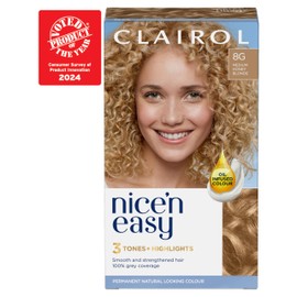 Clairol Nice'n Easy Crème, Natural Looking Oil Infused Permanent Hair Dye, 8G Medium Honey Blonde