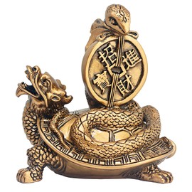 Feng Shui 2025 Snake and Dragon Turtle Wealth Prosperity Luck Resin Statue (Dragon Turtle ＆ Snake)