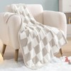 WRENSONGE Checkered Throw Blanket, Taupe Microfiber Soft Cozy Fluffy Warm