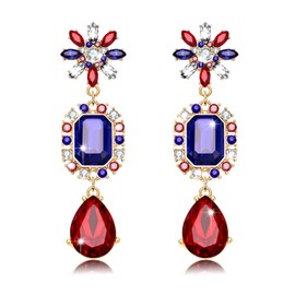 Mardi Gras Earrings for Women, Rhinestone Mardi Gras Accessory, Purple Green Gold Crystal Earrings Fat Tuesday Carnival Parade Party Jewelry Gifts (4th of July 1)