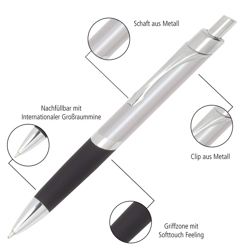Online ballpoint pen Sporty, noble biro, replaceable refill, black writing