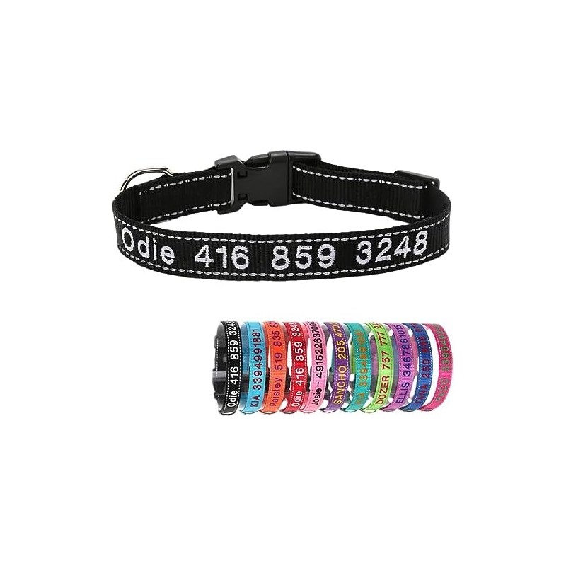 Collar de Perro Nylon Reflectante con Nombre Personalizado Collar Perro