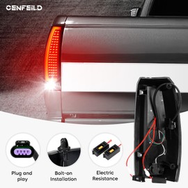 Cenfeild LED Tail Lights Assembly Compatible with Chevy Avalanche 2007-2013, Rear Brake Lamp Taillights Set, Black Housing Smoked Lens