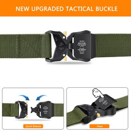 Leskyair Men Tactical Belt, Work Belts for Men Military Hiking Heavy Duty Belt 1.5 Inch, Nylon Webbing Tool Belt with Quick Release Metal Buckle
