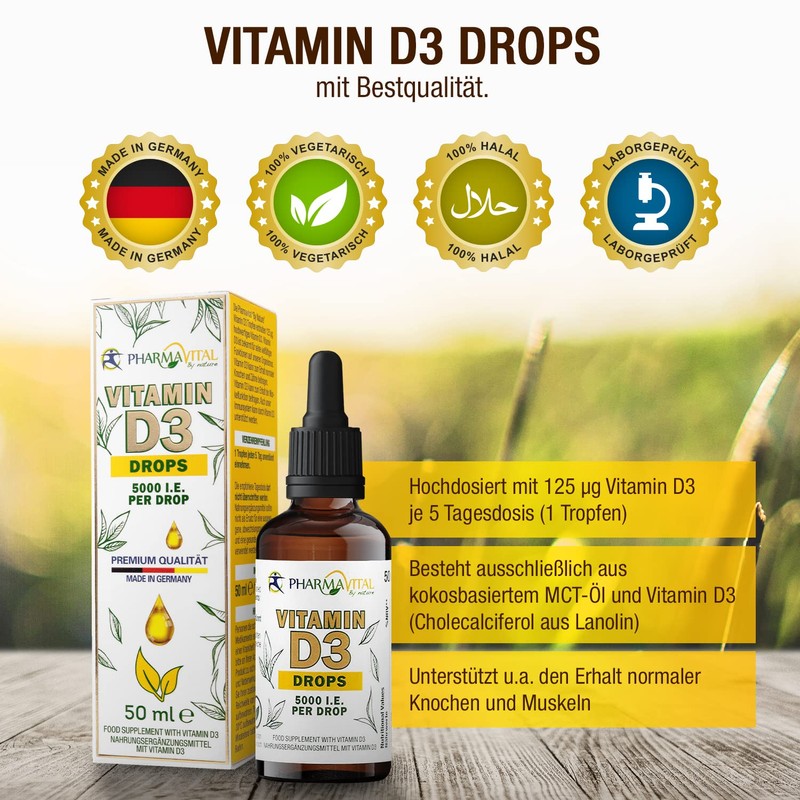 Pharmavital Vitamin D3 Drops 5000 50 ml Liquid (1830 Drops)