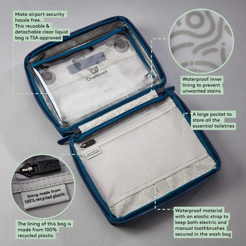 OneNine5 Wash Bag & Toiletry Bag for Women and Men