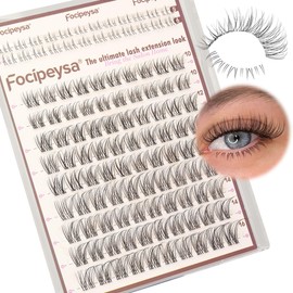 Focipeysa Focipeysa Wispy Lash Clusters Natural Cluster Eyelashes Clear Band Lash Extensions 10-16mm Mix Length Cluster Eyelash Extension C Curl Individual Lashes Soft Cluster Lash for Beginners