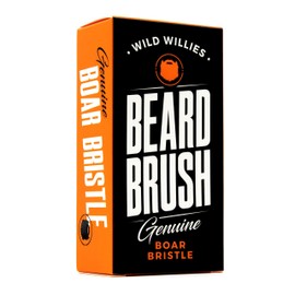 Natural Boar Bristles Beard Brush by Wild Willies - Small Travel Size with Ergonomically Designed Wood Handle - Professional Beard and Mustache Grooming Softens and Untangles Your Beard