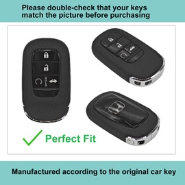 2Pcs Silicone Rubber Key Fob Cover Compatible with (5 Buttons) 2022 2023 Honda Accord Civic HR-V CR-V Pilot Sport SI EX EX-L Touring (Black/Red)