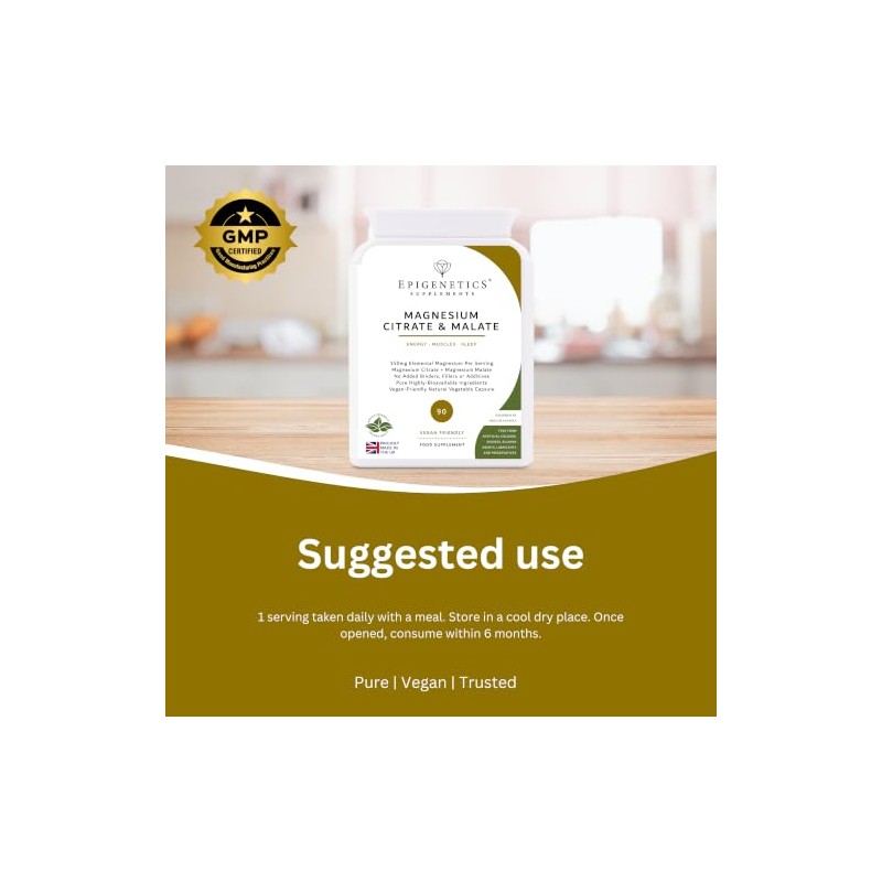 Magnesium Citrate & Malate 150mg | Elemental Magnesium for Energy,