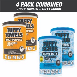 Tuffy Towels 4 Combo Pack - Heavy-Duty Scrub and Multi-Purpose Citrus Cleaning