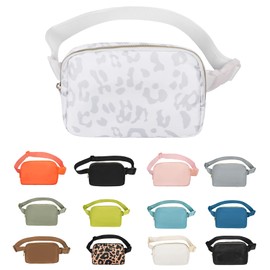 VOROLO Waist Pack for Running Fanny Pack for Women and Men Crossbody Belt Bag Bum Bag with Adjustable Strap for Sports Leopard White