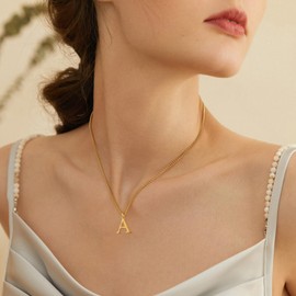 Jokmeo Gold Chain with Letter A-Z Pendant 14 Carat Gold-Plated Initial Necklace, Name Letter Chain, Gold Chain Pendant for Women Girls Girlfriend Mum, Sterling Silver