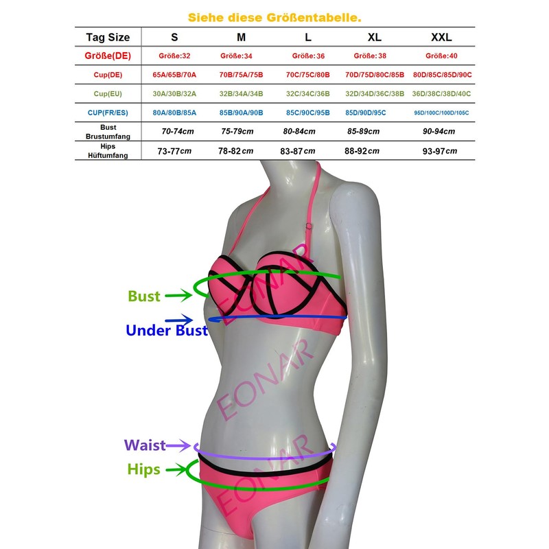 EONAR Bikini Sets Women’s Side Tied, Swimwear, Removable Push-up Pads,