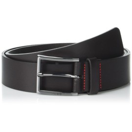 HUGO Dressy Leather Belt with Gun Metal Hardware