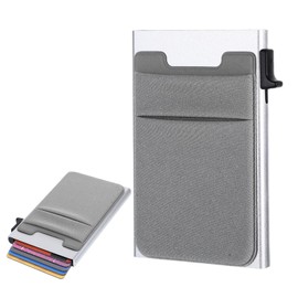 Qiuruoo Lockcard Wallet Credit Card Holder Card Card Wallet Men with up to 6 Credit Cards NFC RFID Protected Aluminium Credit Card Case, silver, S, Modern