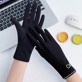 AWOCAN Women UV Protection Gloves Sunscreen Gloves Full Finger Touchscreen Summer for Driving Riding Outdoor Activities (Black)