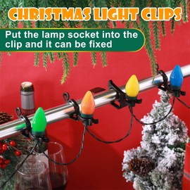 Queekay 120 All in One Christmas Light Clips Universal Gutter and Shingle Clip for C7, C9 and Mini Lights Outdoor Light Clips for String Lights Roof and Gutter Holiday Plastic Gutter Clips (Black)