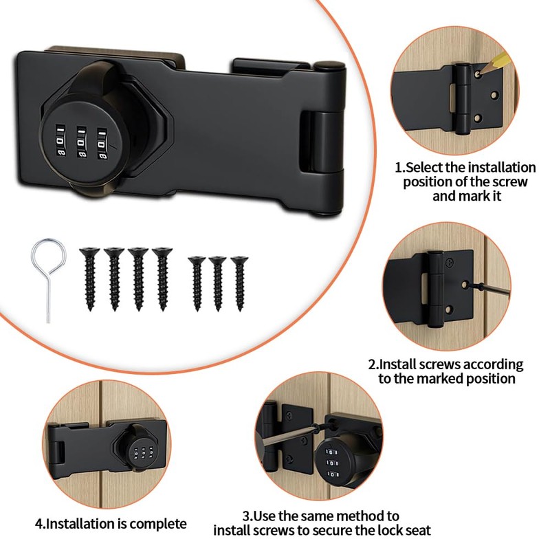 yotutun Hasp Lock Combination Lock Security Hasp Lockable Padlock with
