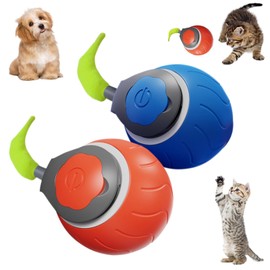 2PC Speedy Tail 2.0,Speedy Tail Cat Toy,Interactive Cat Toy for Indoor Cats,Cat Ball Toy,Interactive Cat Toy Ball,Two Adjustable Modes,USB Rechargeable(Orange+Blue)
