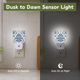 YESPOAK Vintage Floral Paisley Night Lights Plug into Wall, Night Light with Dusk to Dawn Sensor for Bedroom Bathroom Kitchen Hallway Stairs, Decorative Room Gift, Energy Efficient Desk Lamp