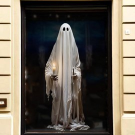 2 Sheets Halloween Decorations Window Clings Decor Double-Side Extra Large Scary White Ghosts Halloween Spooky Window Decals School Home Office Party Supplies for Glass Windows