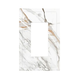 ybclf White Grey Marble Light Switch Cover 1 Gang Single Rocker Gray Gold Wall Plate Decorative Switchplate Electrical Receptacle Faceplate for Bathroom Kitchen Bedroom