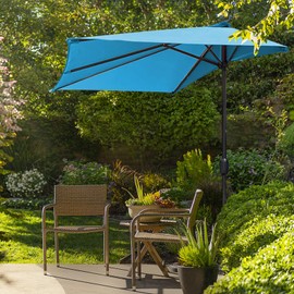 Btstil Half Parasol Replacement Roof, 5 Struts Semi-Circular Parasol Replacement Cover, Parasol Cover Replacement for Home, Porch, Townhouse, blue