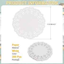 sourcing map 200pcs Paper Doilies, 4.5 Inch Lace Paper Doilies, Disposable Paper Placemats for Cakes Table Plate Crafts Party Weddings Tableware White