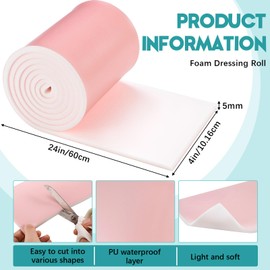 Geiserailie Foam Dressing Roll 4 x 24 Inch Sterile Non-Adhesive Hydrophilic Pads Without Border Polymeric Membrane Wound Dressing for Wound Care