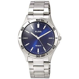 Seiko Watch AQPK411 Men's Wristwatch, Sports, Reinforced Waterproof for Daily Use (10 ATM), Domed Inorganic Glass, Silver, Dial Color - Blue, Sports Wristwatch, Reinforced Water Resistance (10 ATM),