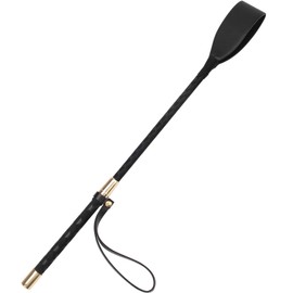 Coldairsoap 18 inches Black Crop for Horse, Faux Leather Horse Riding Crop with Anti-Slip Grip Gel Handle(45 cm)