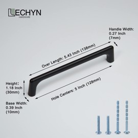 LECHYN 20 Pack 5'' Solid Matte Black Kitchen Cabinet Drawer Cupboard Dresser Hardware Pulls Handles for Stainless Steel Modern Farmhouse Rustic Kitchen Cabinet Door Handles Drawer Knobs and Pulls