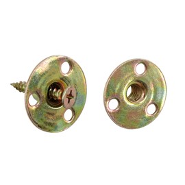 PDETVEO 20PCS 1/4"-20Carbon Steel Round Base T-Nut, Brad Hole Tee Nut, Furniture Hardware Flange Insert Female Thread 3-Hole T-Nuts