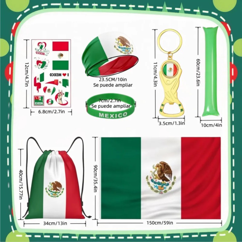 Kit Aficionado 8 Piezas Copa Mundial 2026 México