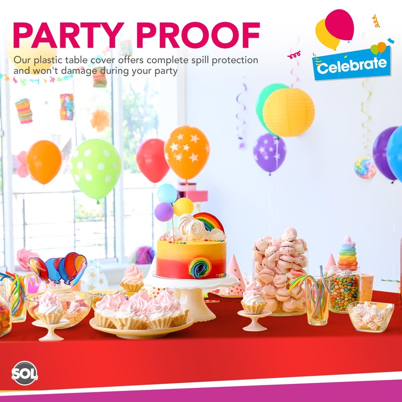 SOL 2pk Long Red Table Cloth Party | 274 x