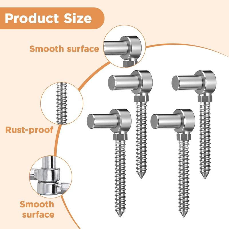 4 Pcs Stainless Steel Gate Hinges for Farm Wooden Fences,