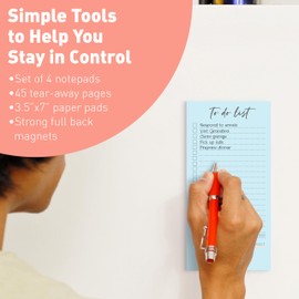 S&O Set of 4 Essential Refrigerator Notepads with Magnet - Grocery List Magnet Pad for Fridge - Weekly Magnetic To Do List for Refrigerator - Magnetic Notepad Meal Planner - Magnetic Shopping List Pad